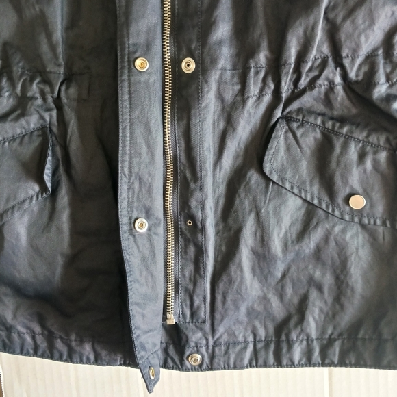 TALBOTS Jacket Women's Waxed Hooded Canvas, Sz 10 Mdnight Blue - Picture 4 of 10